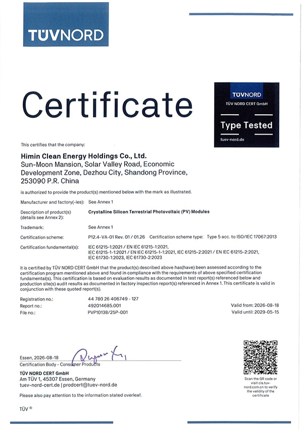 TÜV NORD Certificate